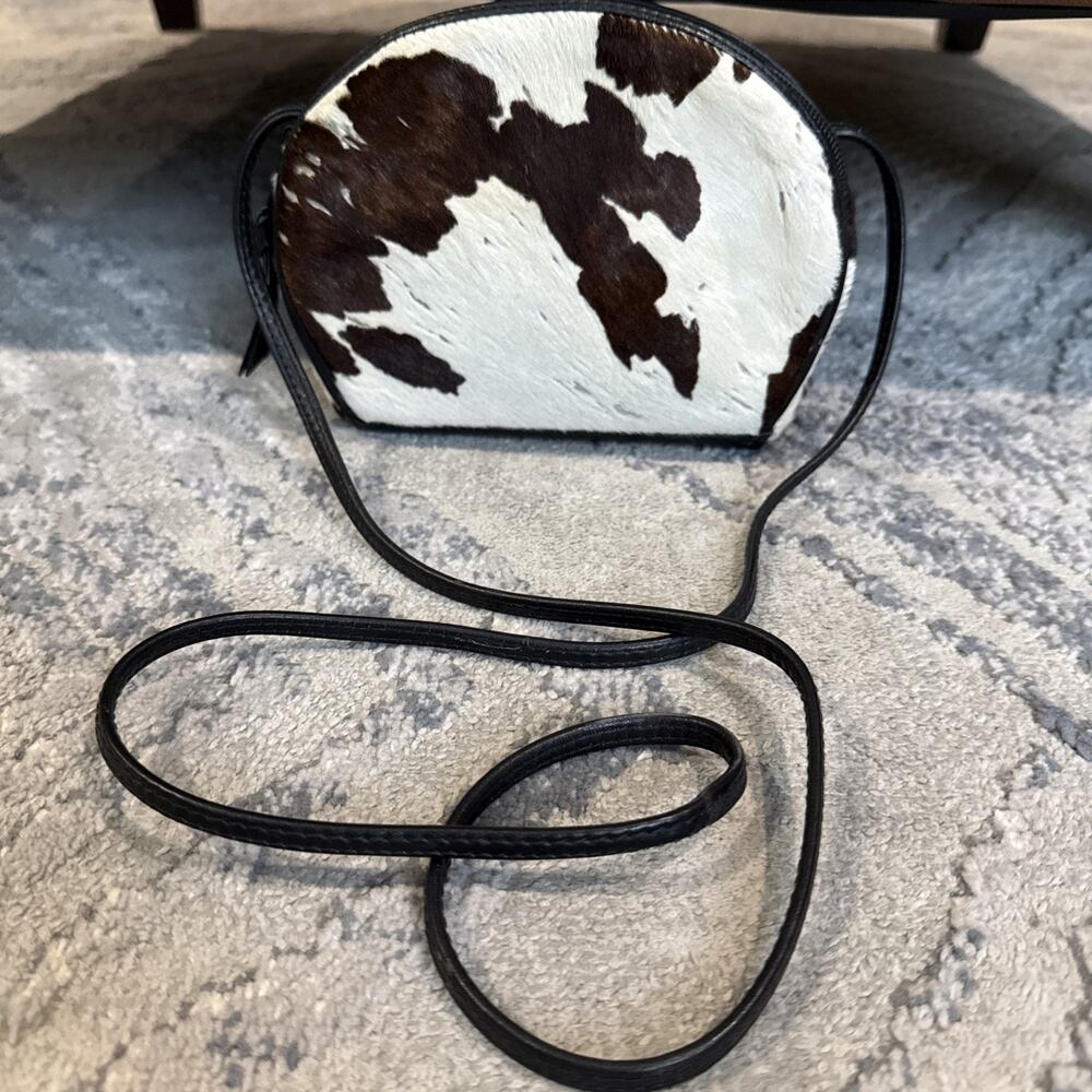 Vintage I.Magnin Hair On Hide Leather Crossbody Shoulder Bag Purse